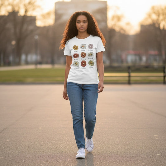 Women walking in whit Daisy affirmations T-Shirt