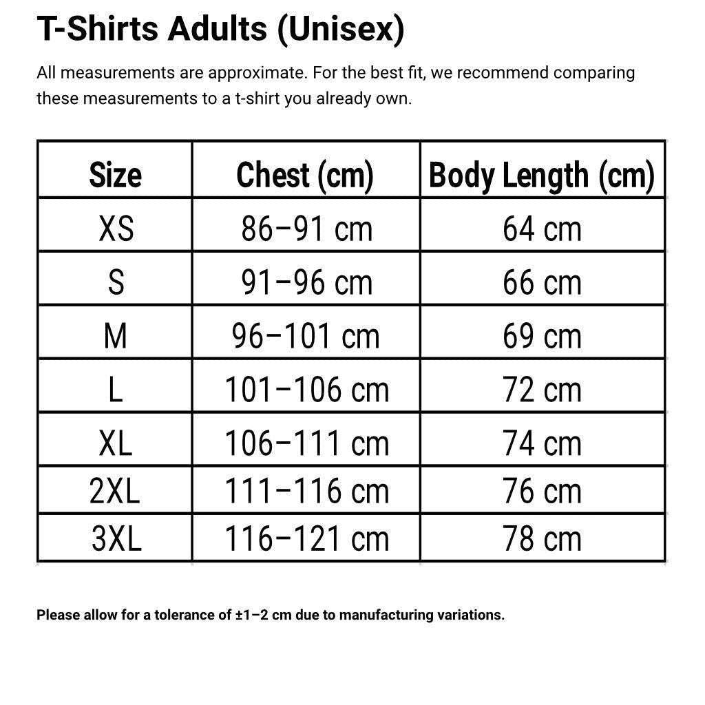 Adult T-Shirt Sizing Chart
