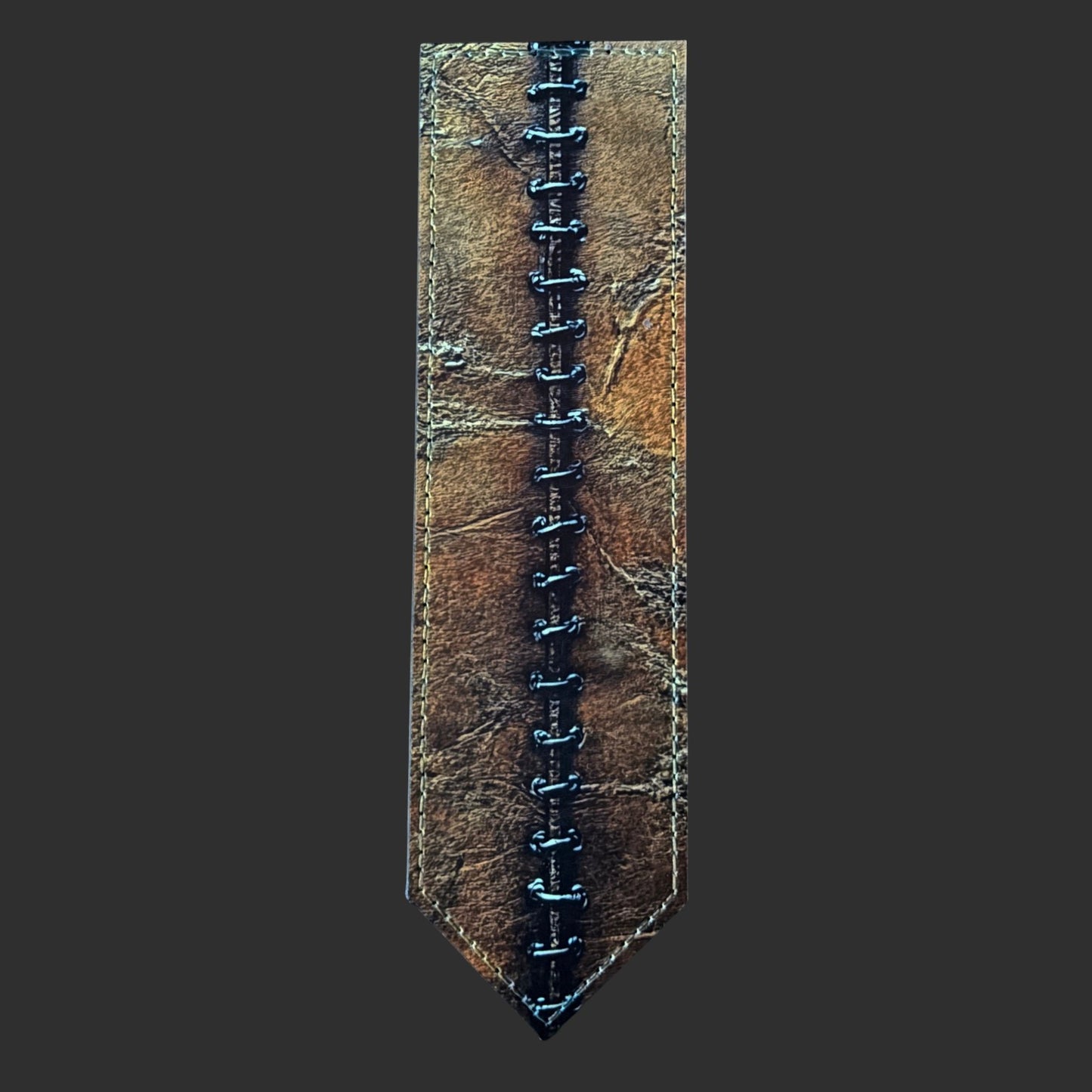 Illustrated Solutions Store steampunk leather bookmark with vintage journal-inspired stitched spine design