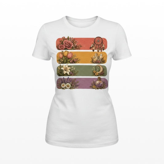 Spiritual T-Shirt | Boho Retro Floral Stripe Collection