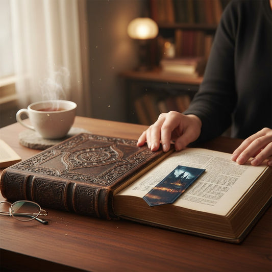 Leather Bookmark | Gothic Castle Reflection