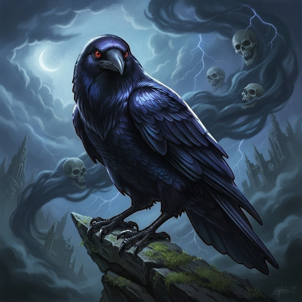 Dark Relics Figurine | Raven Skull