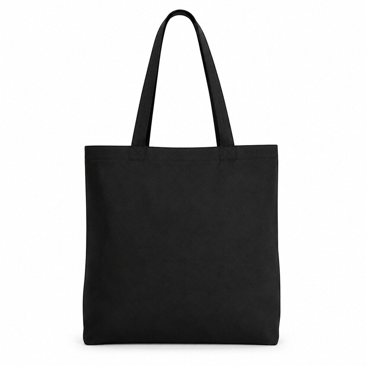 Black tote bag on a white background