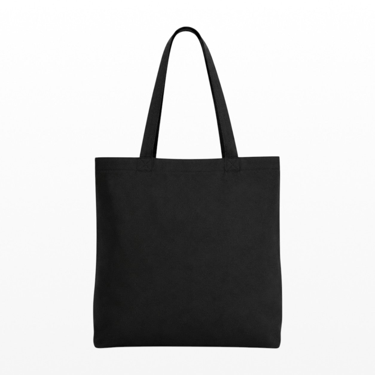 Black tote bag on a white background