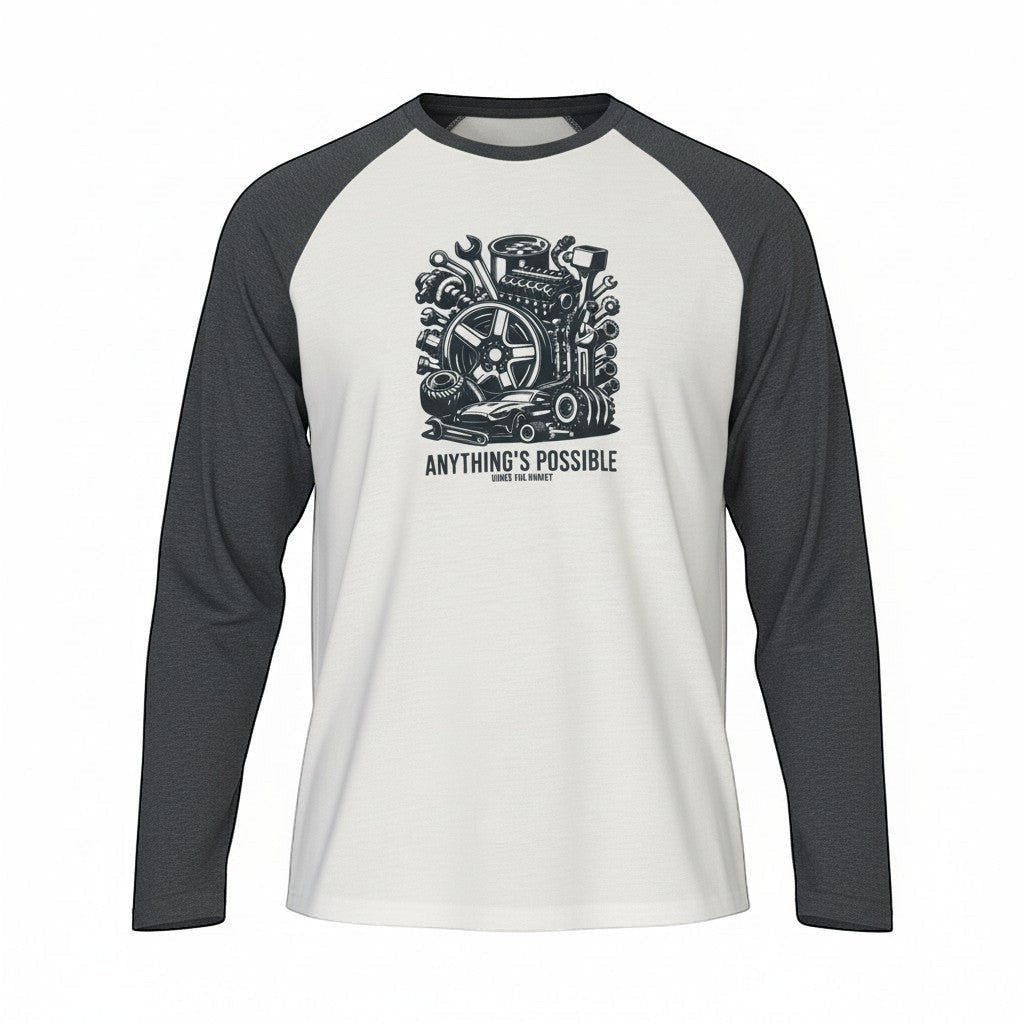 Baseball t-shirt with black and white design on a white background