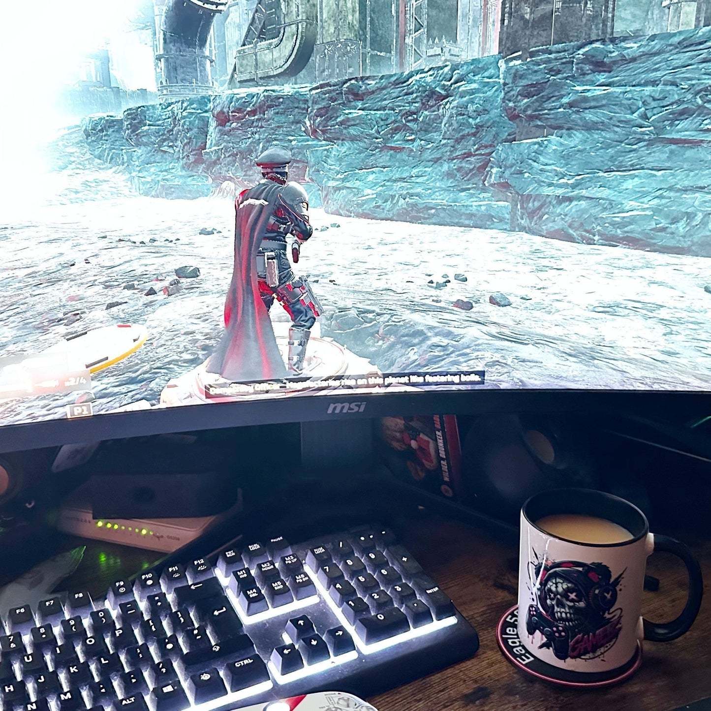 gaming mug in use hand pressed in UK