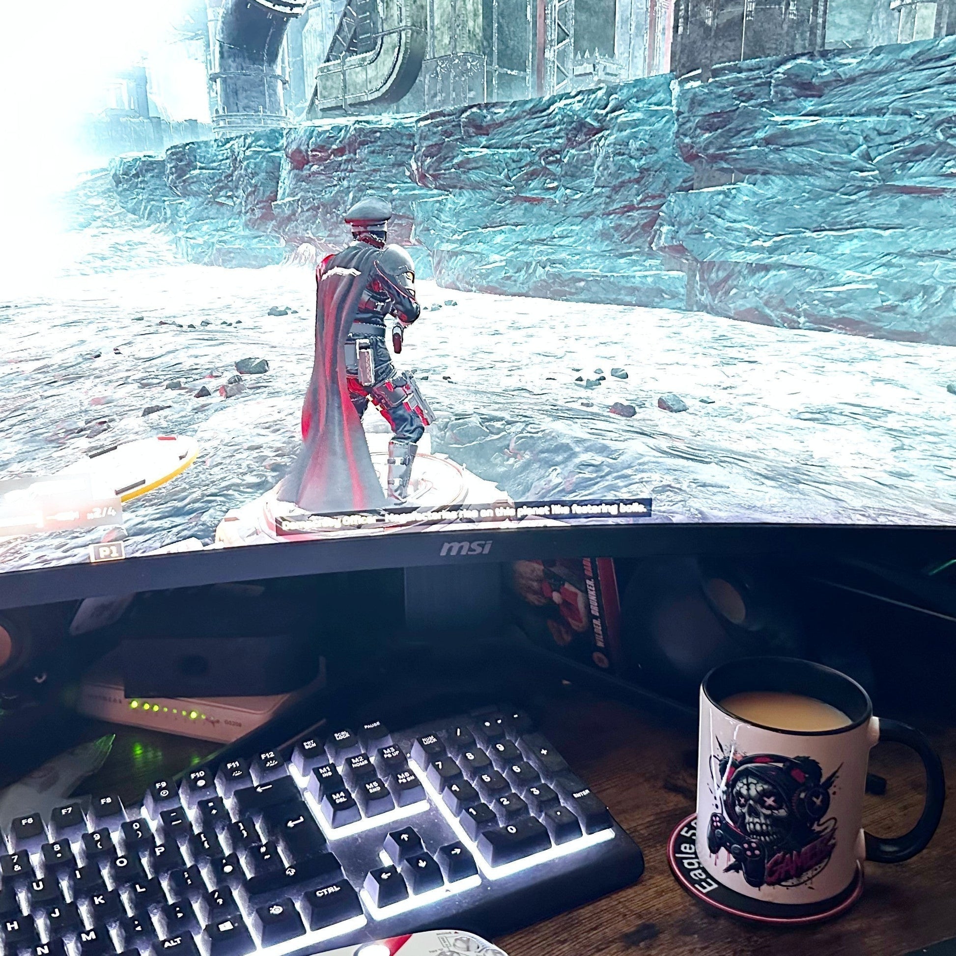 gaming mug in use hand pressed in UK