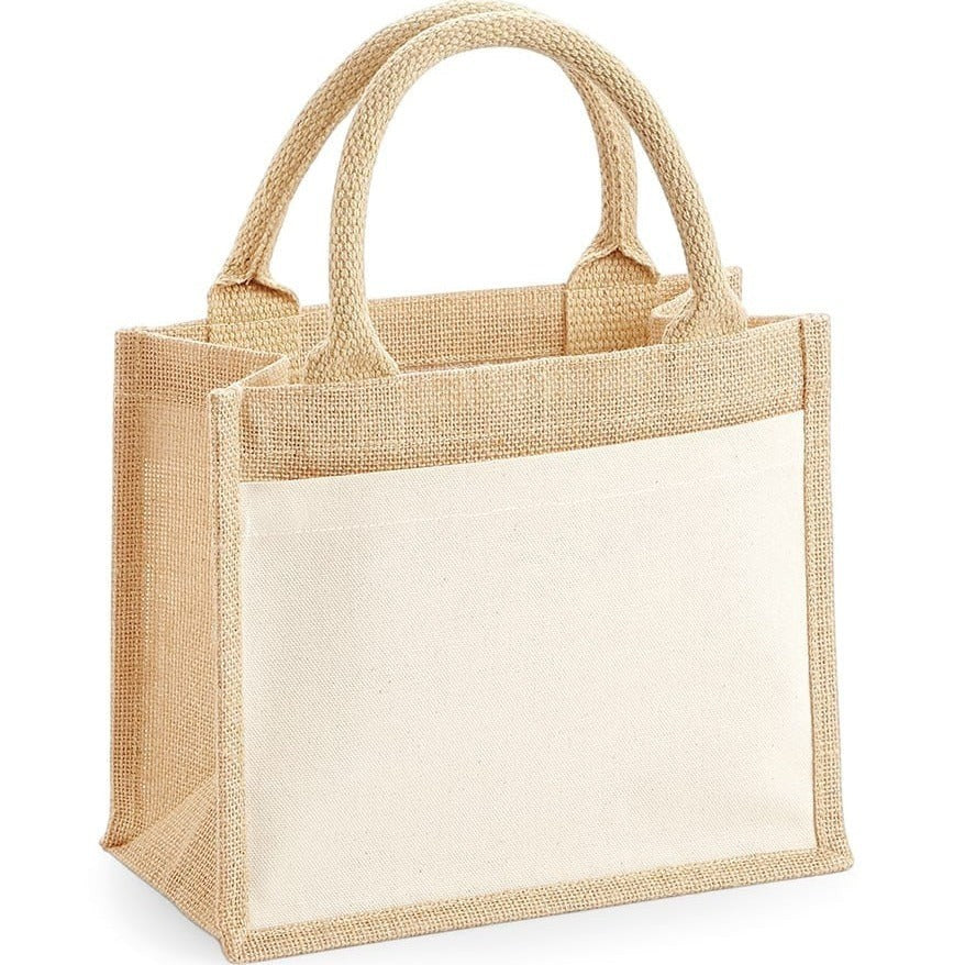 Jute bag with a white pocket on a white background