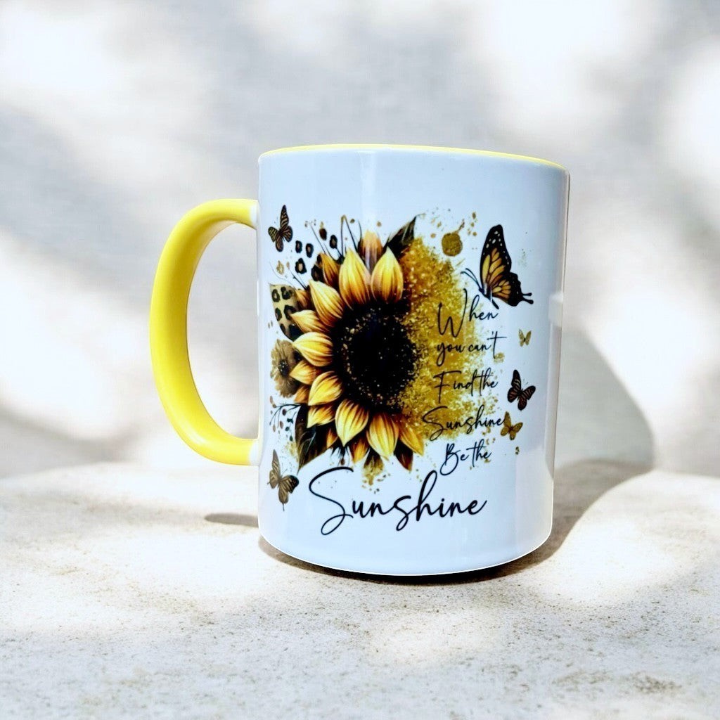 hand printed in the UK yellow 2 tone ceramic mug with motivational message