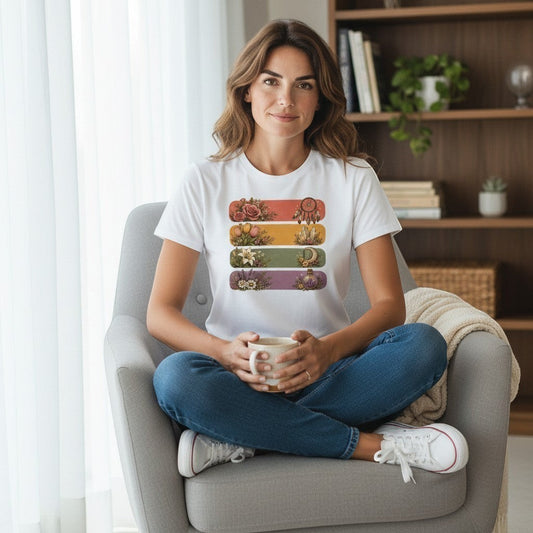 Spiritual T-Shirt  | Boho Retro Floral Stripe Collection
