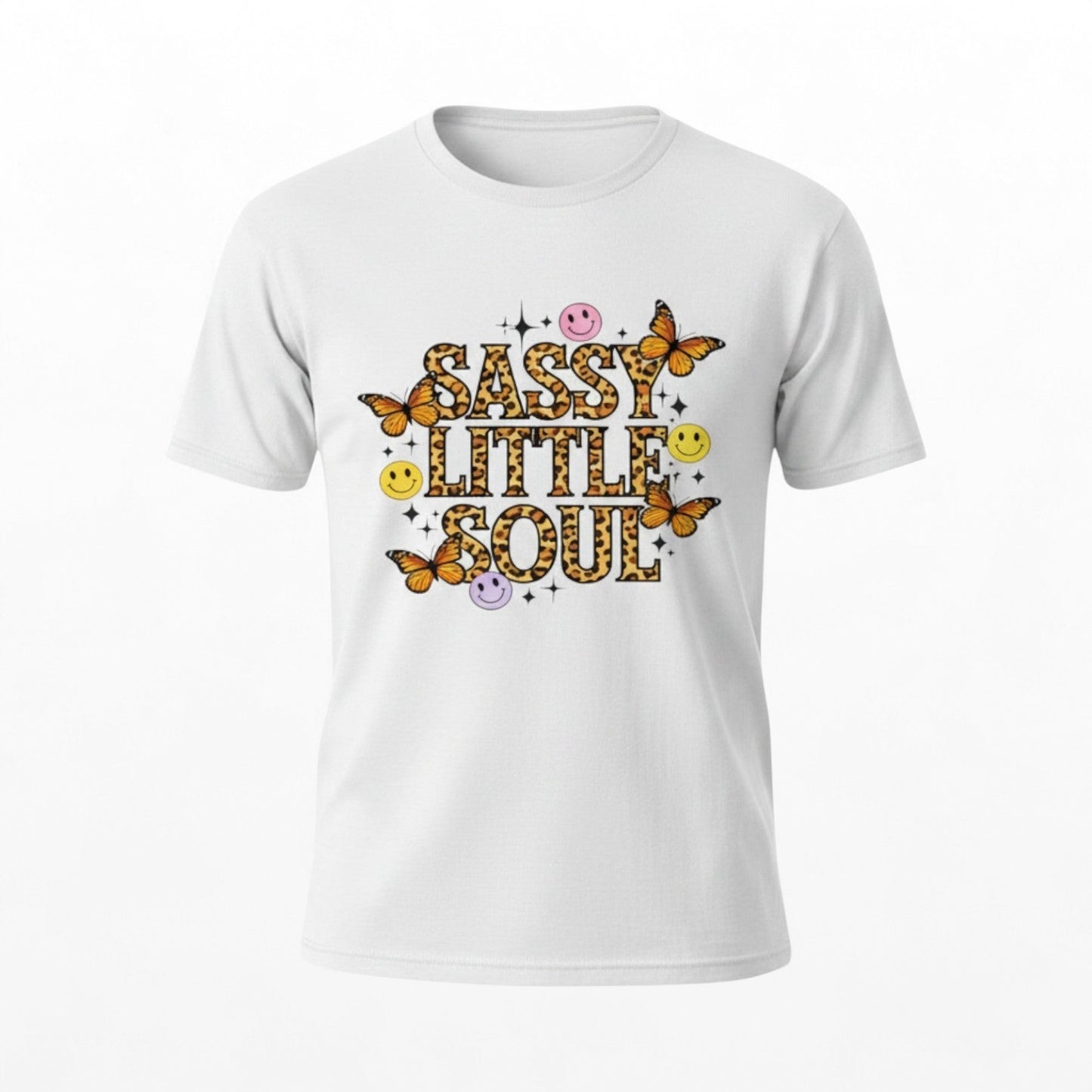 Illustrated Solutions Store white kids t-shirt with leopard print text