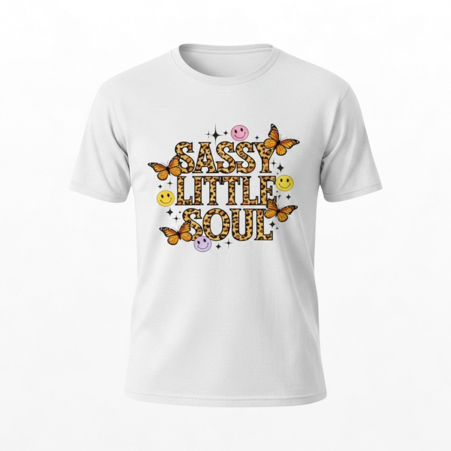 Illustrated Solutions Store white kids t-shirt with leopard print text