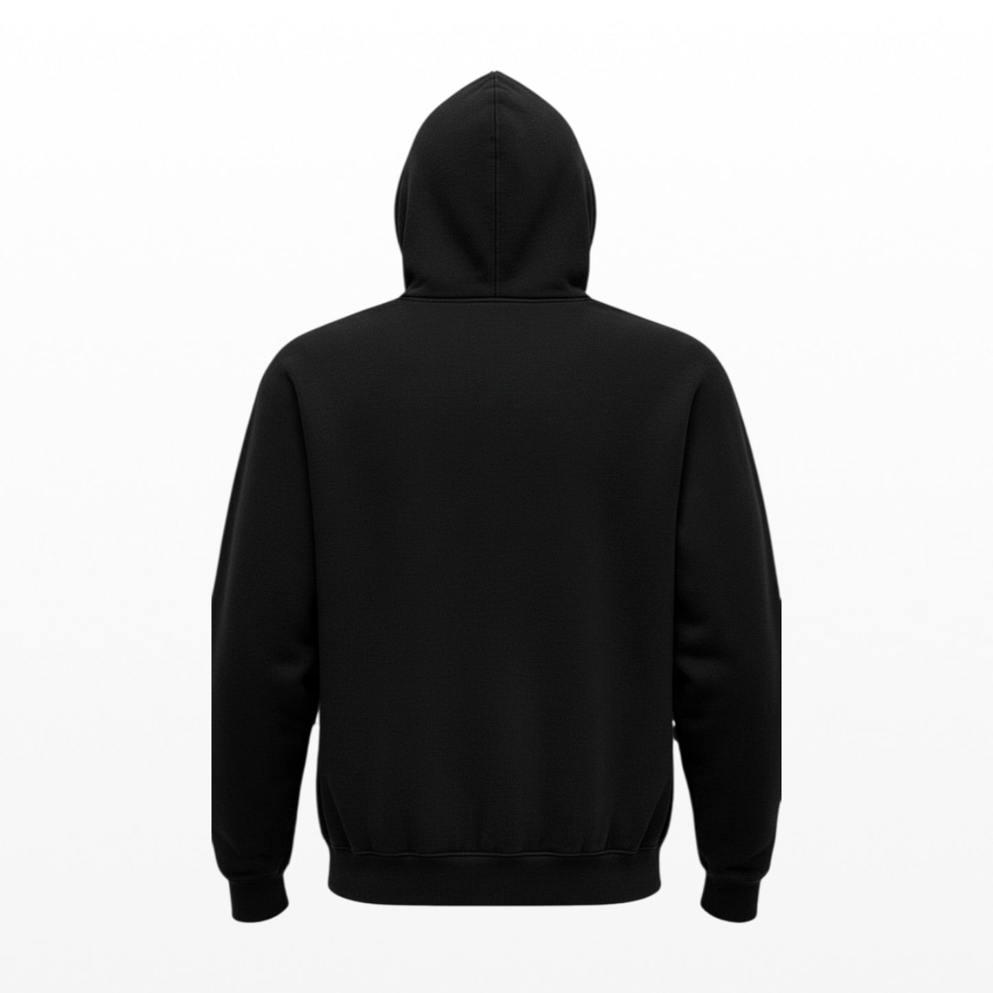 Illustrated Solutions Store black hoodie featuring a broken clock, moonlit sea, and mysterious figure graphic design.