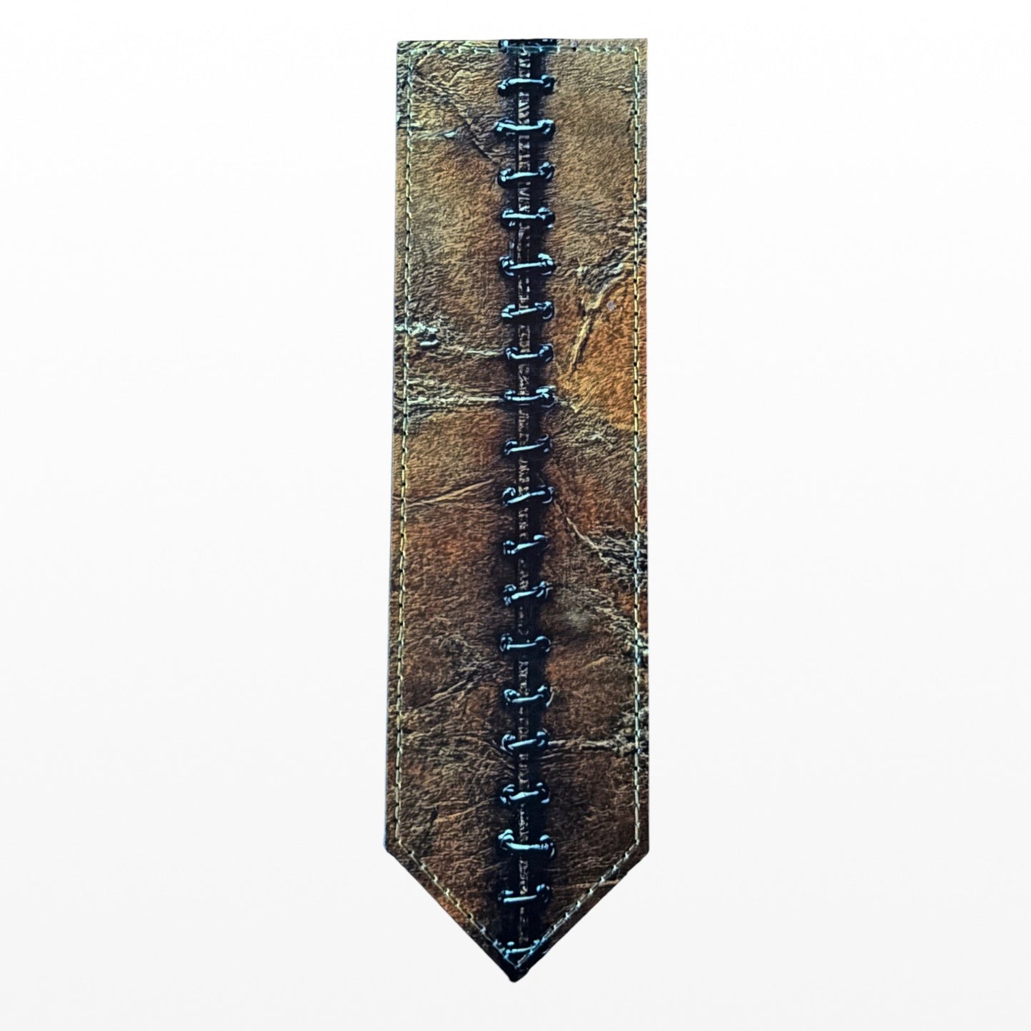 Illustrated Solutions Store steampunk bookmark with a vintage brown leather-effect journal design and stitched spine.