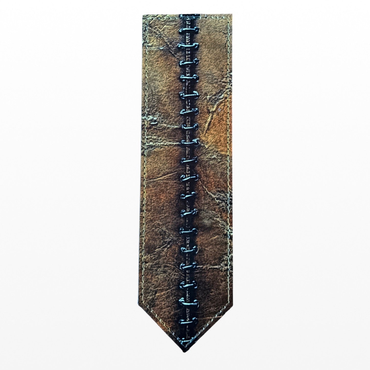 Illustrated Solutions Store steampunk bookmark with a vintage brown leather-effect journal design and stitched spine.