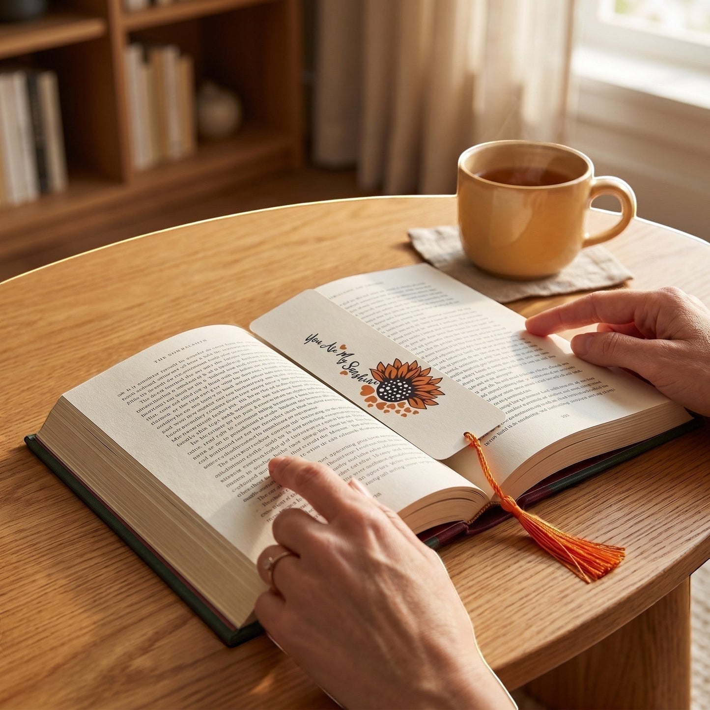 Illustrated Solutions Store metal bookmark with sunflower design and You Are My Sunshine text in an open book