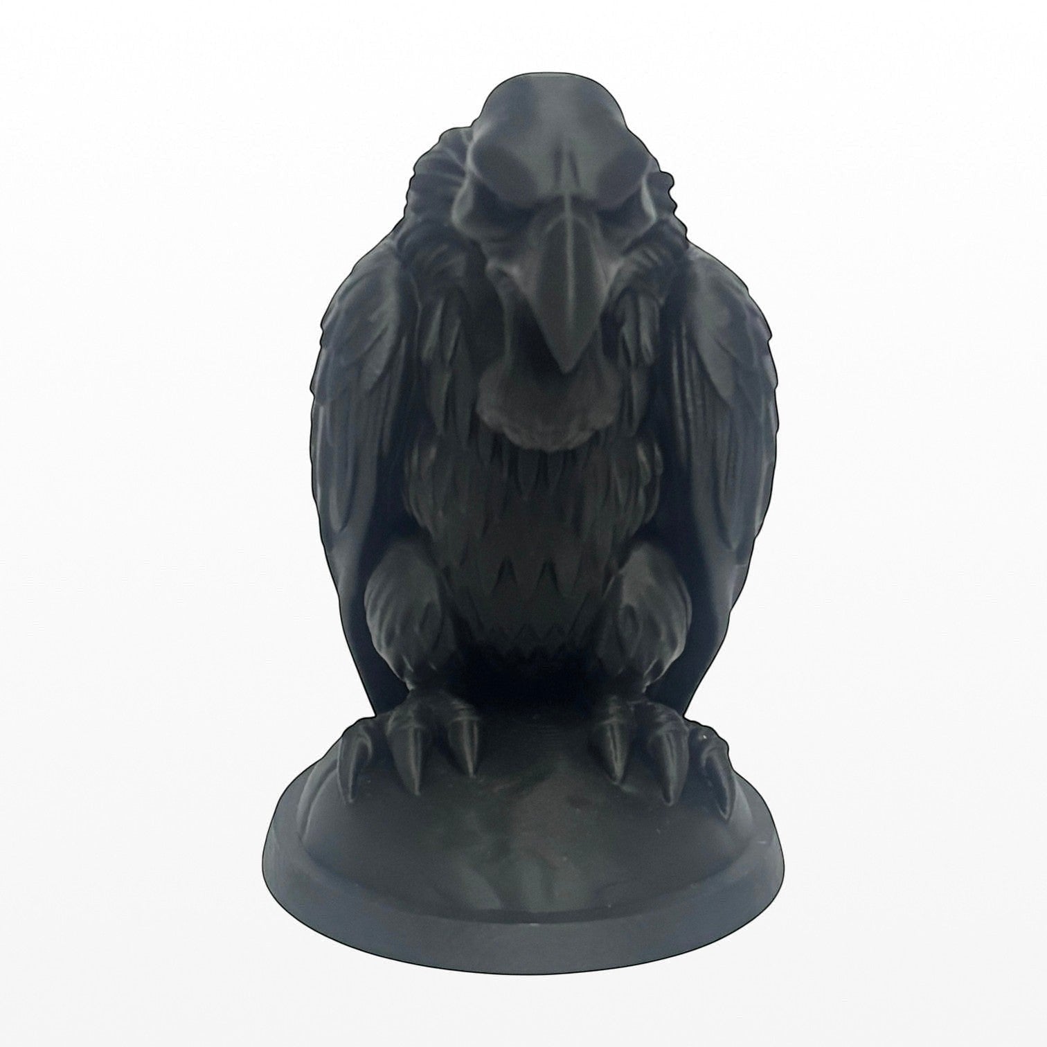 Illustrated Solutions Store gothic black vulture figurine with detailed feathers and talons, displayed on a base.