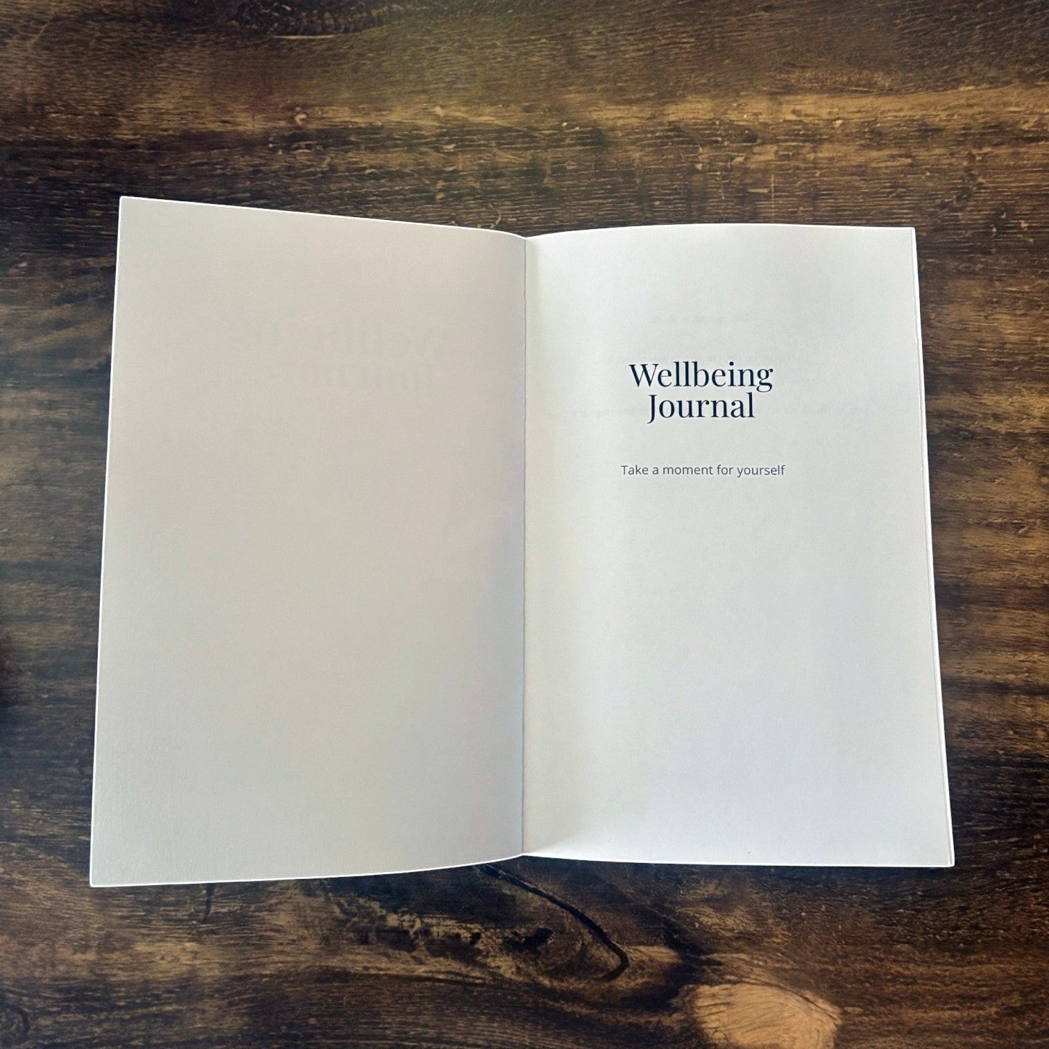 Illustrated Solutions Store wellbeing journal with minimalist design and navy blue text.