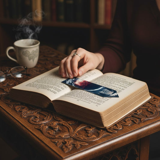 Leather Bookmark | Crimson Moon Mountains