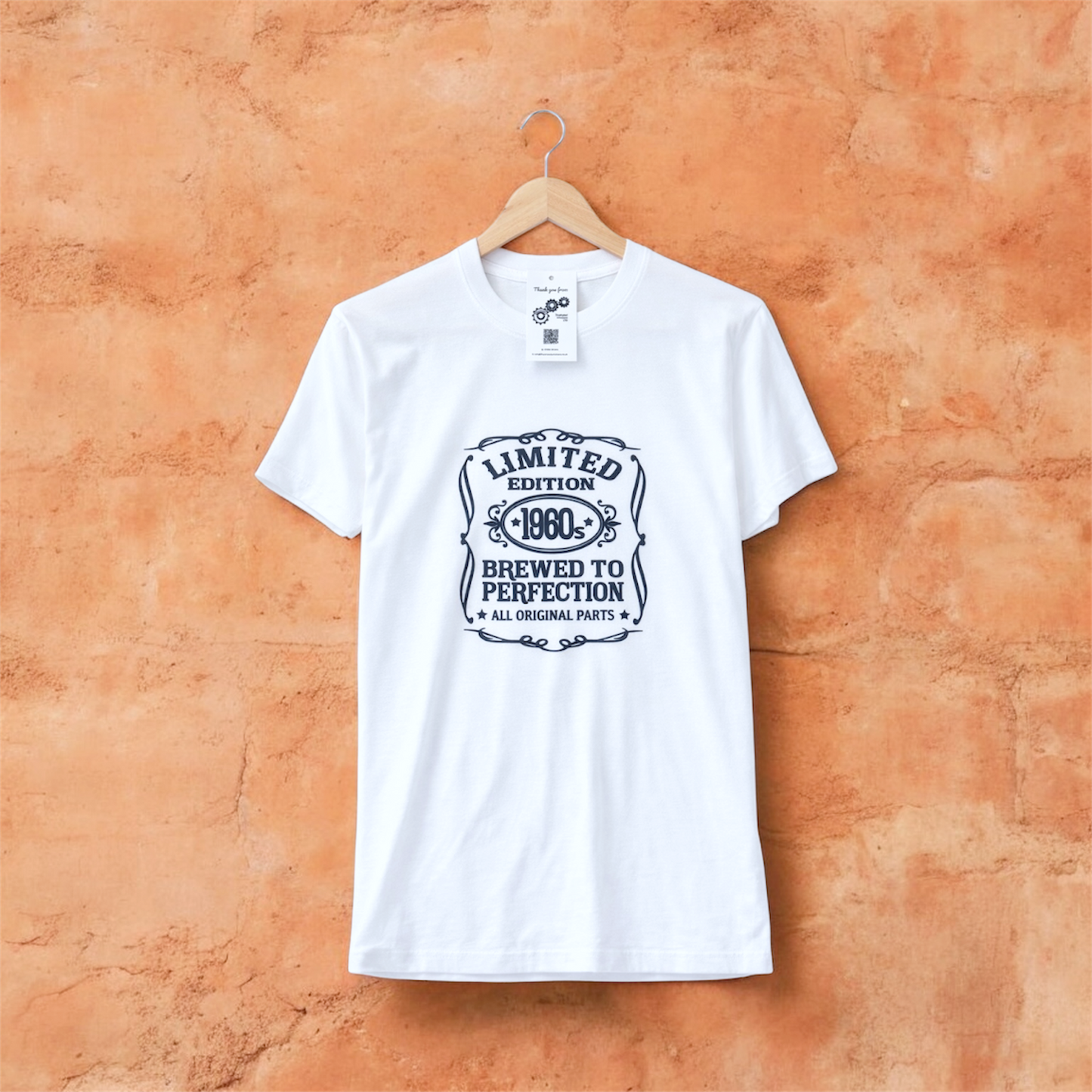 white tee Limited edition decade t-shirt vintage style printed in UK