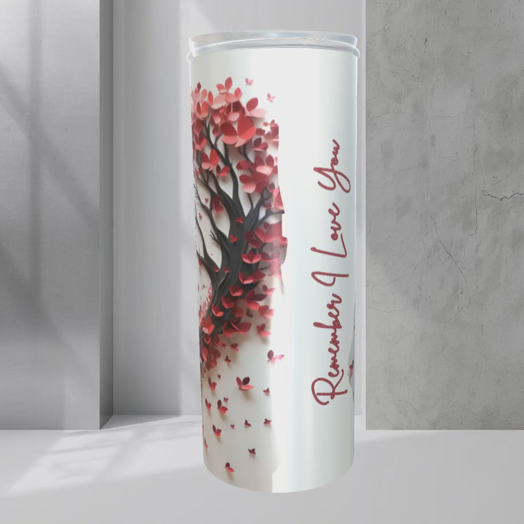 Video of Stainless Steel Tumbler With Remember I Love you hand printed UK